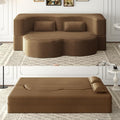 Hommoo Convertible Sleeper Sofa Bed Futon Sofa Folding Mattress Couch Full Size Corduroy 2 in 1 Compression Floor Lounge Couch High Density Foam for Living Room/Guest Room/Apartment Camel