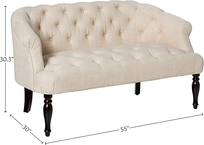 Rosevera C18-1 (1-B) Garner Chesterfield Settee Loveseat Beige