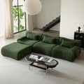115 Modular Sectional Sofa Deep Seat Teedy Boucle Boneless L-Shaped Sofa Modern Oversized Cloud Couch Sectional for Living Room Apartment No Assembly Memory Foam Throw Pillows Green