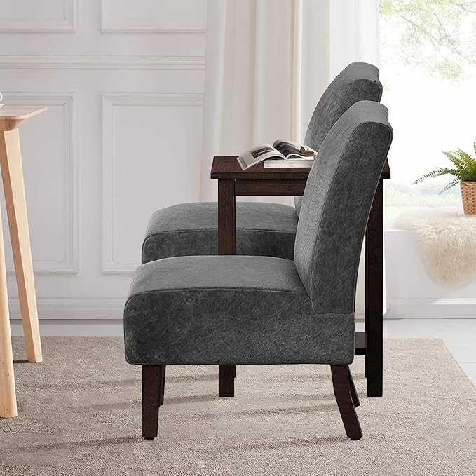 PayLessHere Fabric Accent Chair with Side Table Leisure Chair with Solid Wood Feet Mid-Century Modern Accent Chair for Living Room Bedroom Studio Set of 3
