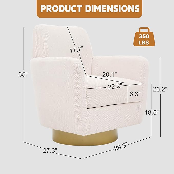 360 Degree Rotation Armchair Cotton Linen Skin Friendly Fabric Ergonomic Design Living Room Chair Bedroom Chair Living Room Chair Suitable for Indoor Home