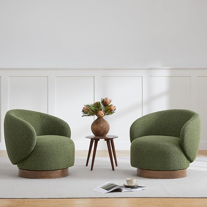 Swivel Accent Chair Round Barrel Armchair Upholstered Performance Fabric for Living Room Bedroom Reading Waitingroom1 PCSMoss Green