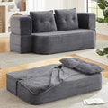 Convertible Boneless Couch 78.3” Full Size Floor Sleeper Couch Full Foam Corduroy Futon Loveseat for Living Room Bedroom No Assembly Required (Dark Grey)