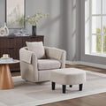 Swivel Accent Chair with Ottoman Modern Chenille Comfortable Bucket Chair with Removable Pillow Small Couch Barrel Armchair for Small Spaces Living Room Bedroom Office (Gray)