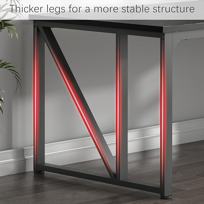 Computer Desk 70 Home Office Desk Large Desks with Wide Workstation Sturdy Metal Frame Thicker Tabletop Gaming Computer Desk for Home Office Workstation (Black-A)