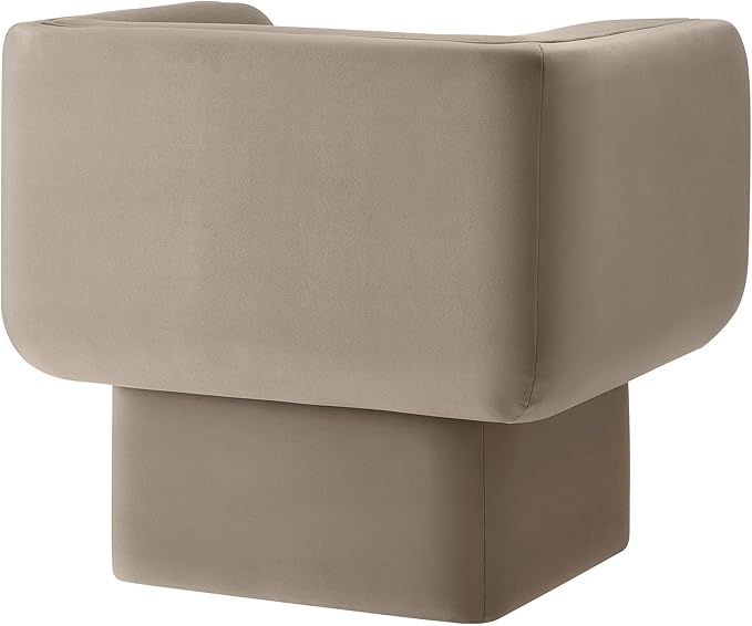 Modway Tate Performance Velvet Accent Chair in Taupe - Upholstered Club Chair - Modern Barrel Armchair - Comfy Reading Leisure Chair for Living Room Bedroom Office