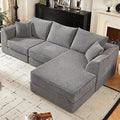 102 L-Shaped Modular Corduroy Cloud Sofa 3-Seater with Reversible Chaise Modern Deep Seat Memory Foam Boneless Cushion for Living Room Apartment Bedroom No Assembly Required