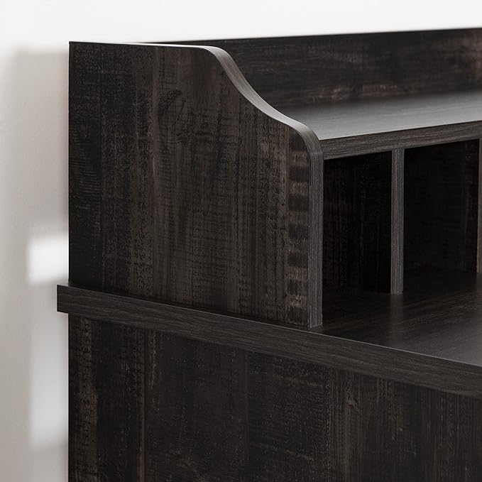 South Shore 14676 Versa Computer Desk with Hutch Rubbed Black