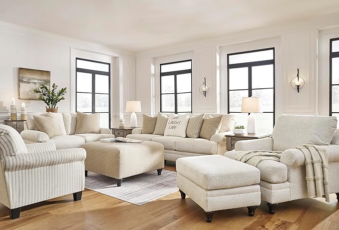 Signature Design by Ashley Valerani Classic Striped Upholstered Accent Chair Beige