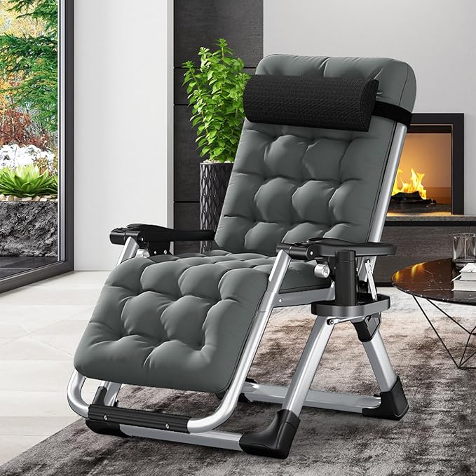 LILYPELLE Comfy Folding Chair Folding Lounge Chair for Bedroom and Living Room Folding Reclining Patio Chairs with Removable Cushion for Indoor Outdoor
