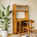 Foldable Desk with Hutch &ampStorage Fold Out Convertible Murphy Computer Table Folding Writing Table Workstation with Free Cat Bed &amp Scratching Post for Small Spaces (Walnut1)