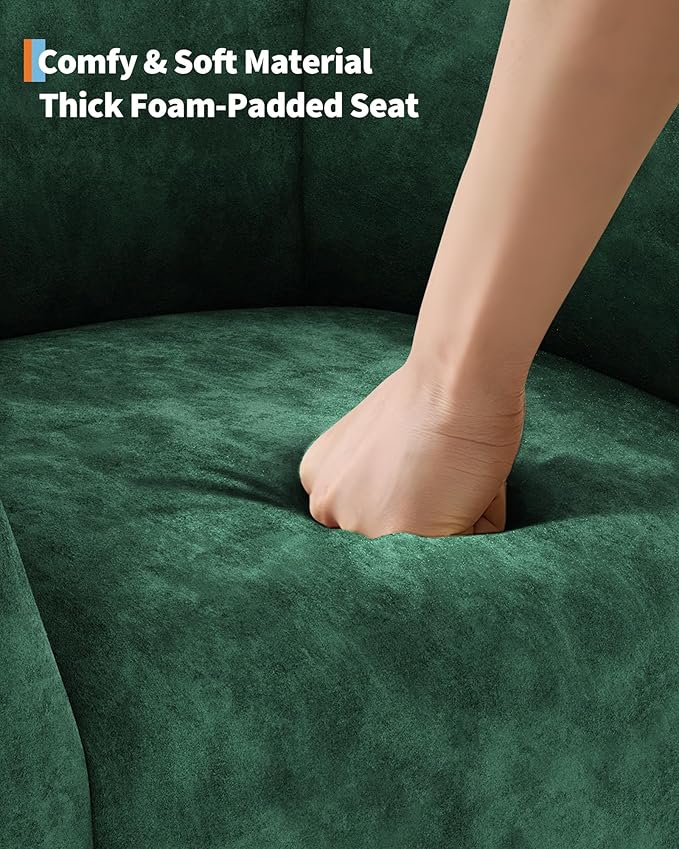 GarveeHome Accent Chair Set of 2 Armchair for Living Room Barrel Club Chair with Soft Padded Seat &amp Sturdy Legs for Bedroom Waiting Room Reception Chairs(Retro Green)