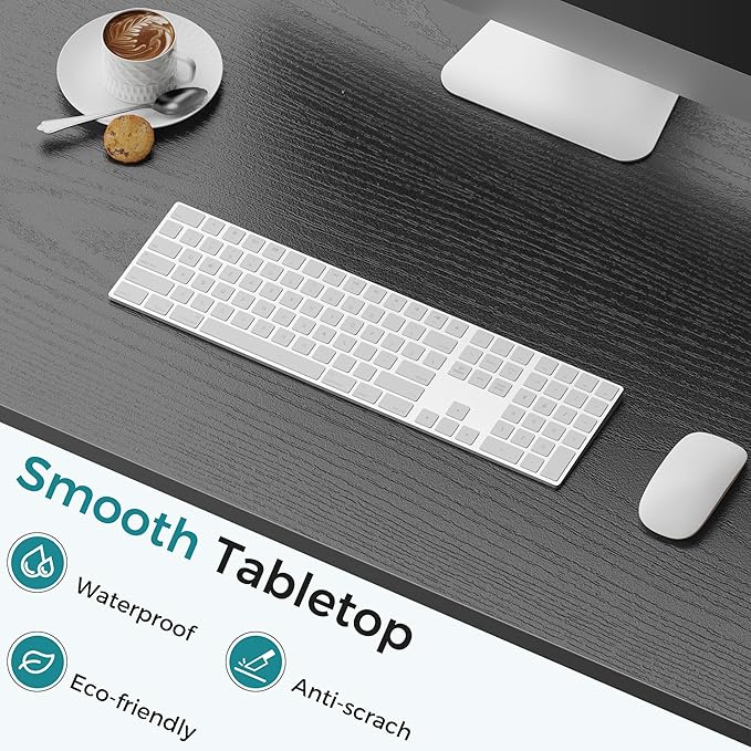 NEWBULIG Computer Desk for Bedroom 63 Inch Home Office Desks for Small Spaces Writing Gaming Work Study Table Black