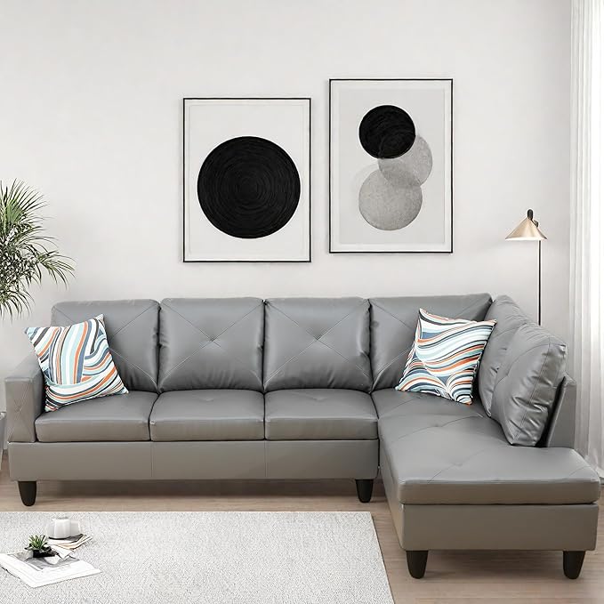 L Shaped Couch Modular Sectional Sofa with Chaise Modern Modular Sofas Furniture Sofa Couches for Living Room/Apartment/Office/Bedroom Dark Grey