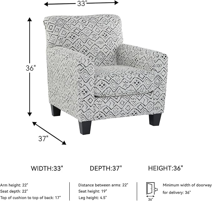 Signature Design by Ashley Hayesdale Modern Accent Chair with Removable Cushions and Tapered Legs Black &amp Gray