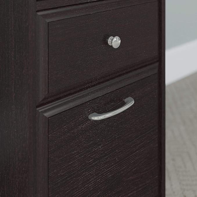 Bush Home Cabot L Shaped Desk with Hutch Corner Desk with Storage for Home Office in Espresso Oak 60W L Shaped Computer Desk