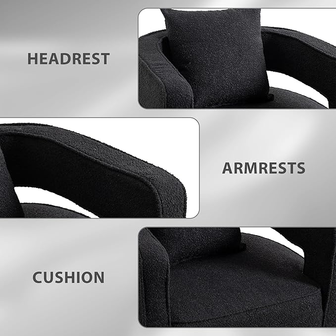 Aoiy &amp Wifon 28.95 W Swivel Accent Chairs for Living Room 360 Degree Swivel Barrel Chair Living Room Accent Chair Boucle Black 2PACK