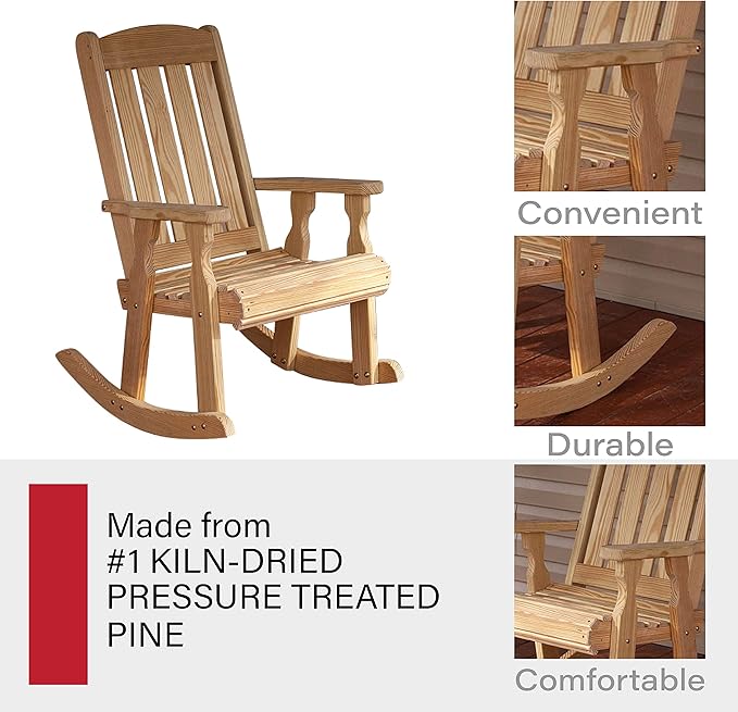 Amish Heavy Duty 600 Lb Mission Pressure Treated Rocking Chair (Unfinished)