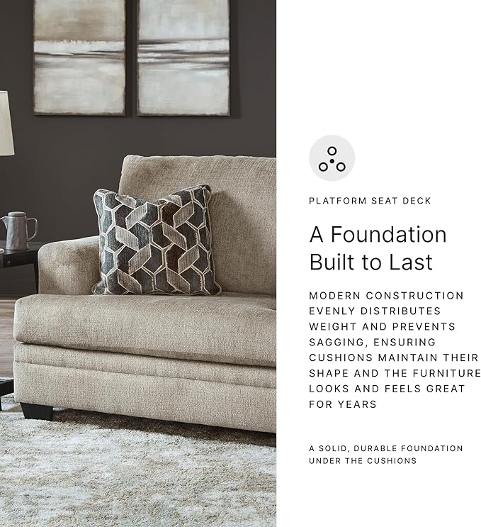 Signature Design by Ashley Stonemeade Casual Upholstered Oversized Chair with 1 Toss Pillow Light Brown