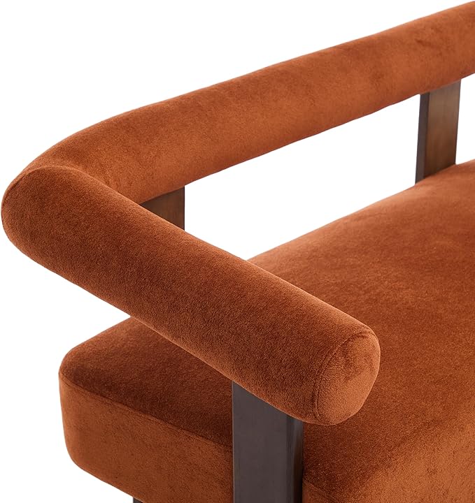 Christopher Knight Home Celen Modern Boucle Fabric Upholstered Loveseat with Round Armrest and Rubberwood Frame Comfy Living Room 2-Seater Sofa Space-Saving Couch for Apartment Brown + Dark Orange