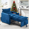 3 in1 Convertible Sleeper Sofa Chair Modern Pull Out Couch Bed Single Chair Bed with Adjustable Back Velvet Folding Compact Recliner for Living Room Bedroom Apartment Small Spaces (Blue)