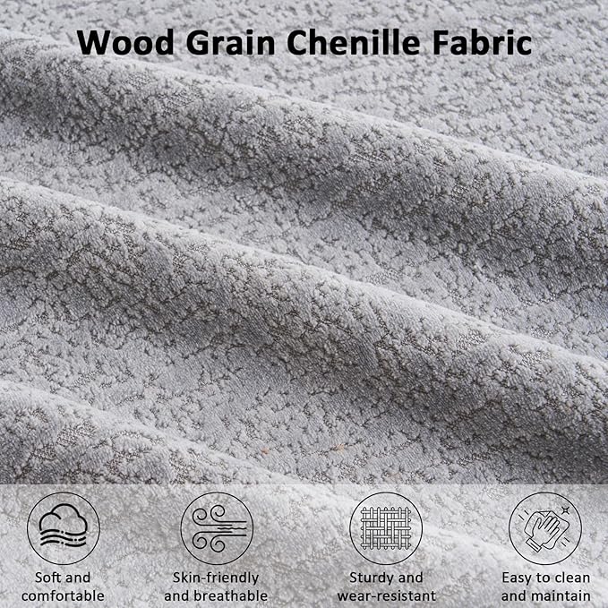67 Curved Loveseat SofaFull Sponge Compression Sofa Chinese Tai Chi StyleS-Shaped Couch for Small SpacesNo Installation RequirementWood Grain Chenille Fabric （Light Gray67）