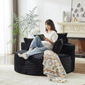 55 inch Chaise Lounge Chair Indoor Oversized Round Accent Chair Modern Corduroy Sponge Single Sofa Fluffy Sleeper Chair Deep Seat Comfortable Chair for Living Room Bedroom Apartment Black