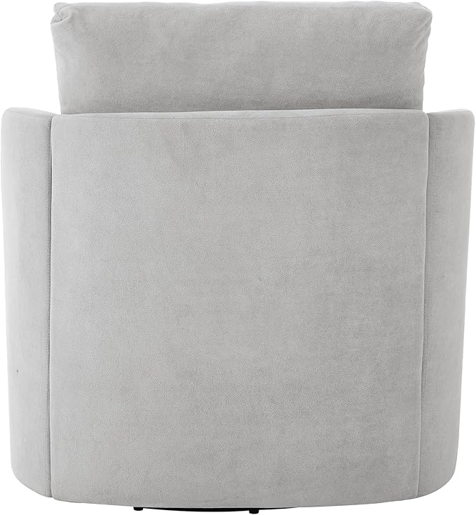 360° Swivel Chair Modern 29.9 Accent Barrel Armchair Single Sofa Armchair with Curved Design and Side Pockets Upholstered Swivel Sofa Chair for Living Room Bedroom Office and Hotel (Grey/437)