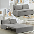 PUREMIND 3-in-1 Queen Size Pull Out Sofa Bed Convertible Corduroy Couch with Pillows and 3.9 Memory Foam Mattress Loveseat Sofa-Bed for Living Room Apartment (Light Grey)