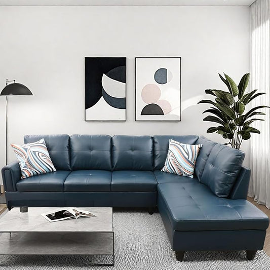 L Shaped Couch Modular Sectional Sofa with Chaise Modern Modular Sofas Furniture Sofa Couches for Living Room/Apartment/Office/Bedroom Dark Grey Blue