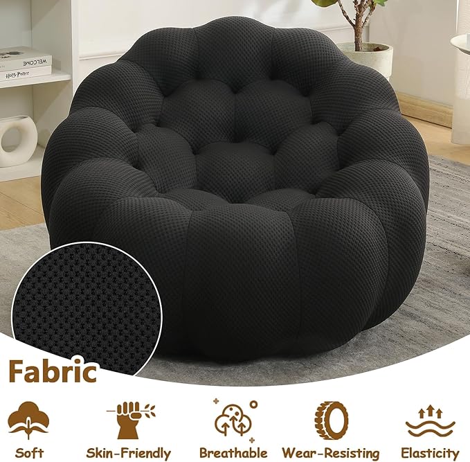 Bean Bag Chairs for Adults/Teens Reading Corner Chair Orange Beanbag Chair for Bedroom Living Room Small Comfy Chairs for Living Room Small Space No Assembly Required (Black)