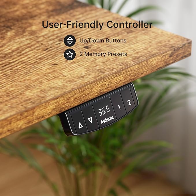 Agilestic Height Adjustable Desk with 2 Drawers 55 x 24 Inches Electric Standing Desk Stand up Computer Table with Memory Preset for Work Office Home Dark Brown
