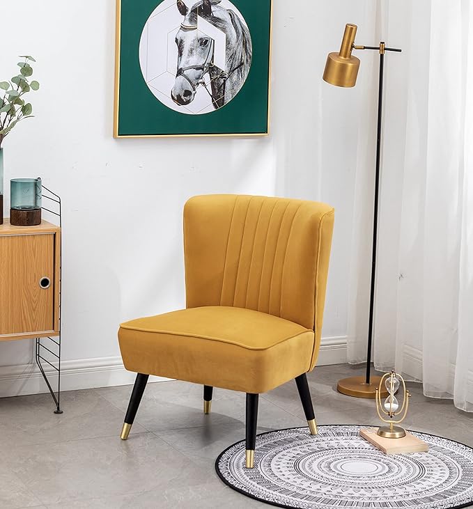 Elon Contemporary Velvet Upholstered Accent Chair Gold
