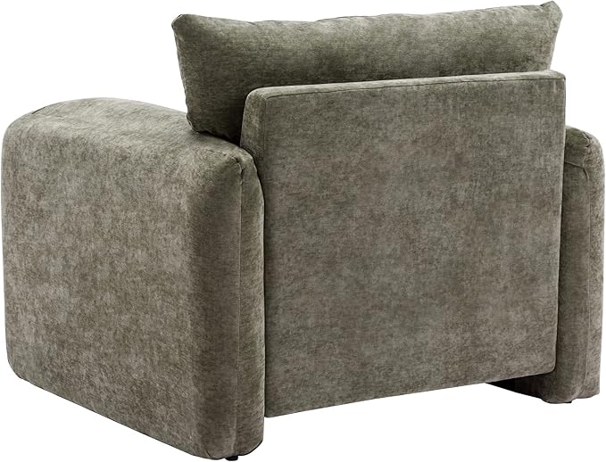 Modern Velvet Fabric Chenille Oversized Single Sofa 38.6’’ W Living Room Accent Armchair Lounge Chair for Living Room Bedroom Meeting Room Hotel Lobby (Matcha Green)