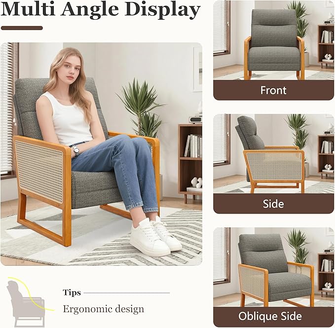 HAOBO Home Modern Accent Chair Linen Upholstered Armchair for Bedroom Living Room Chairs Office Chair Set of 2