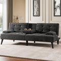 Meilocar 64 Futon Sofa Bed 64 Convertible Loveseat with 2 Cup Holders Small Couch with 3 Adjustable Angles &amp Removable Armrest Modern Sleeper Sofa for Apartment5.3 FT Black