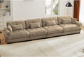 166 Oversized Modular Sectional Sofa 4-Seater Cloud Couch with Pillows Deep Seat Velvet Modular Sectional Sofa with Overstuffed Cushions for Living Room Home Theater Apartment Camel