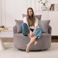 Oversized Swivel Accent Barrel Chair Comfy Deep Seat Round Single Sofa with Pillows Oversized Swivel Round Armchair Full Sponge Compression Chair for Living Room Bedroom (Grey 38 inch)