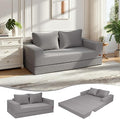 COMAX Convertible Sofa Bed Queen Corduroy Folding Floor Couch Pull Out Couch Bed Futon Sleeper with Pillows Fold Out Boneless Sofa Comfy Lounge Mattress Loveseat for Living Room Bedroom Light Grey