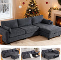 109'' Modular Sectional Sofa L Shaped Couch with Storage Ottoman Comfy Cloud Sofa with Deep Seat 4 Seat Convertible Sectional Couches for Living Room (Gray High Legs 3.15'')