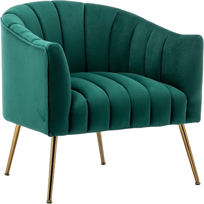 Modern Velvet Tub Chair Armchairs Barrel Accent Dinning Chair with Gold Plated Metal LegsThick Soft Padded Seat for Living Room