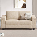 2 Seater Sofa Couch with Deep Seat 64 Modern Upholstered Loveseat Sofa with Armrests Easy Installation Comfy Couches for Living Room Apartment Beige