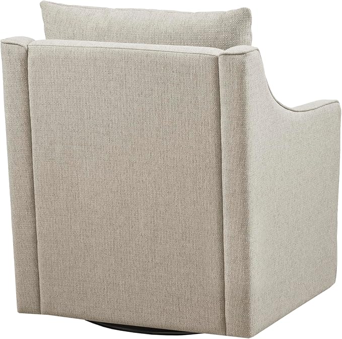Martha Stewart Amber Swivel Chair for Living Room Barrel Style Bedroom Lounge Removable Foam Seat Cushion Upholstered Nursery Furniture Metal Base Fully Assembled 30.5 D x 30 W x 35 H Natural
