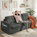 83 Boneless Couch 3 Seater Cloud Corduroy Sofa in a Box with Deep Tufted Cushions Zero Assembly Removable Washable Cover Family-Friendly Living Room Couch Dark Grey