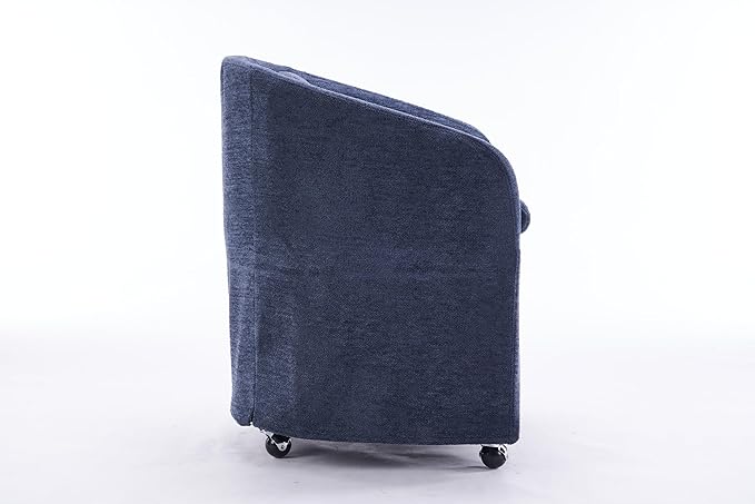 KEIKI Set of 1 Chenille Fabric Dining Armchair with Back Cushion and Universal Wheels Ergonomic Backrest 250 lbs Capacity Easy Assembly for Dining Room and Indoor Spaces