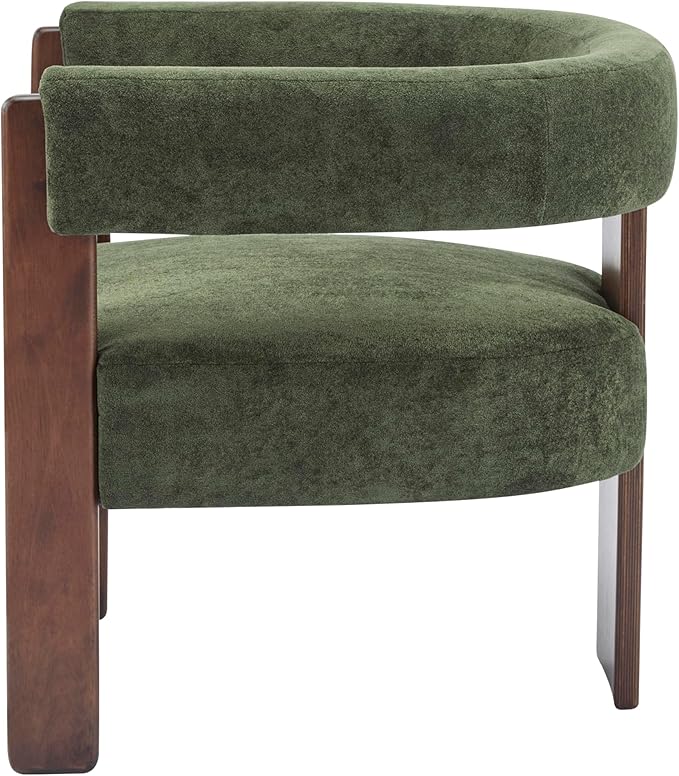 Christopher Knight Home Nettie Modern Accent Chair for Living Room Velvet Fabric Single Lounge Sofa Chair with Wooden Frame Comfy Reading Chair for Bedroom Lounge Armchair with Cushion Olive Green