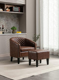 Accent Chair with Ottoman Mid Century Modern Barrel Chair Upholstered Club Tub Round Arms Chair for Living Room