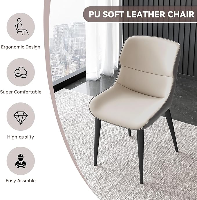 Kitchen Dining Chairs Set of 2 Modern Accent Heavy Duty Desk Chairs with Metal Legs for Home Office Bedroom &amp Living Room