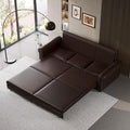 93.7 King Pull Out Sofa Bed Faux Leather Sleeper Sofa Couch 3 in 1 Convertible Futon Couches for Living Room Small Space Apartment Office Bedroom Modern Rivet Armrest Dark Brown
