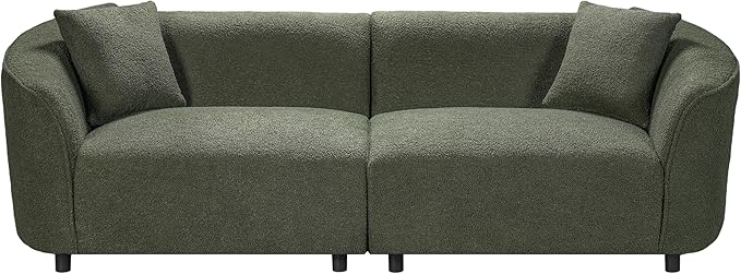 Christopher Knight Home Sabbo 87.50 Boucle Upholstered Couch Oversized 2 Seater Sofa Curved Soft Seating Lounge Sofa Chair Cozy Loveseat with Armrest Reading Sofa for Living Room Home Rest Green